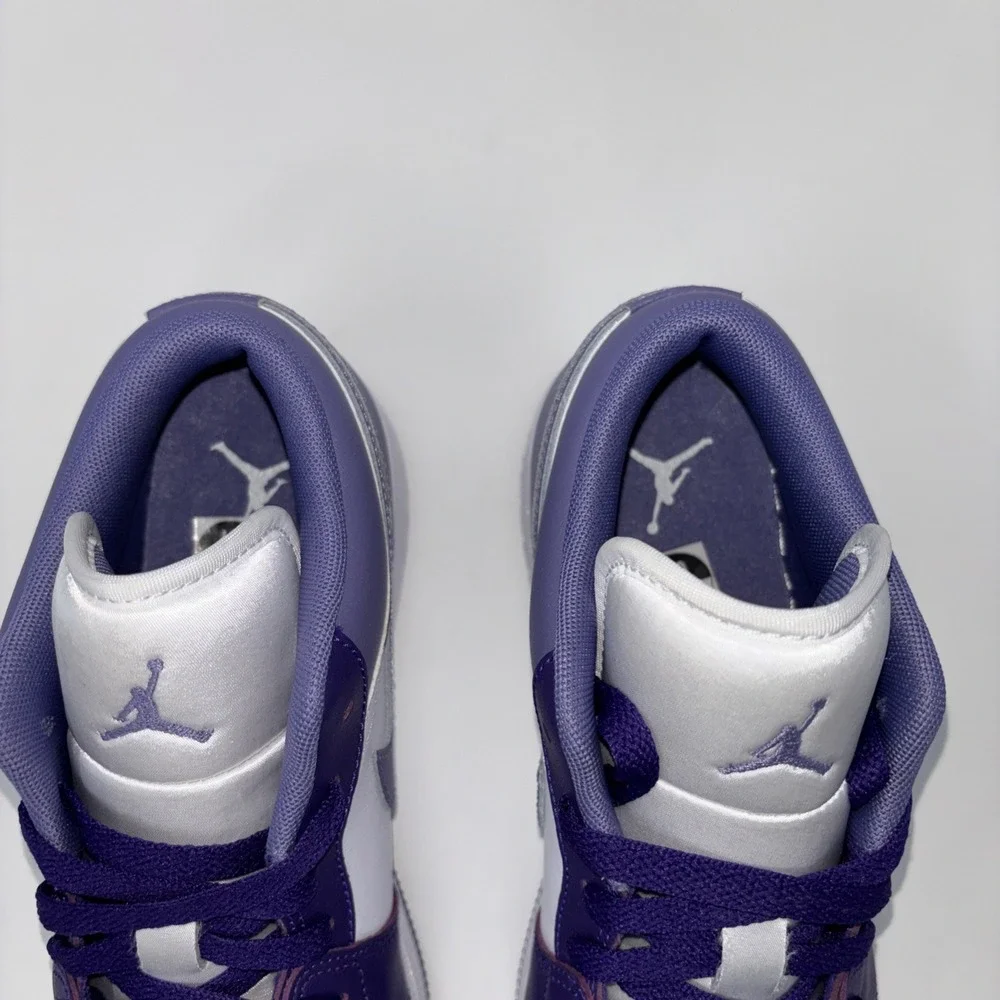 Air Jordan 1 Low Shoes Purple Big Kids (GS) Size 6Y/Women 7.5
